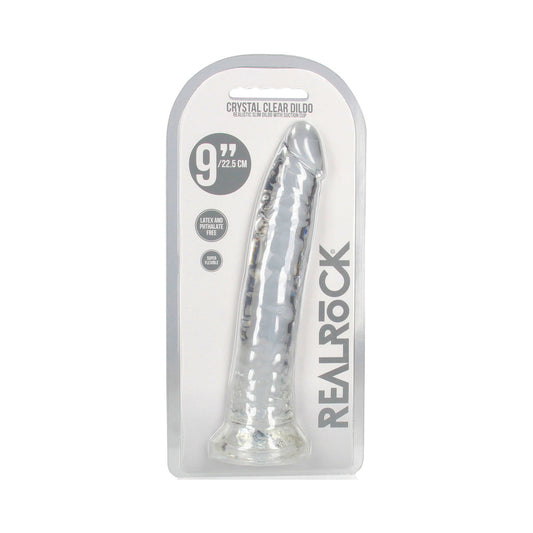 SHOTS - REALROCK CRYSTAL CLEAR SLIM 9 IN. DILDO CLEAR