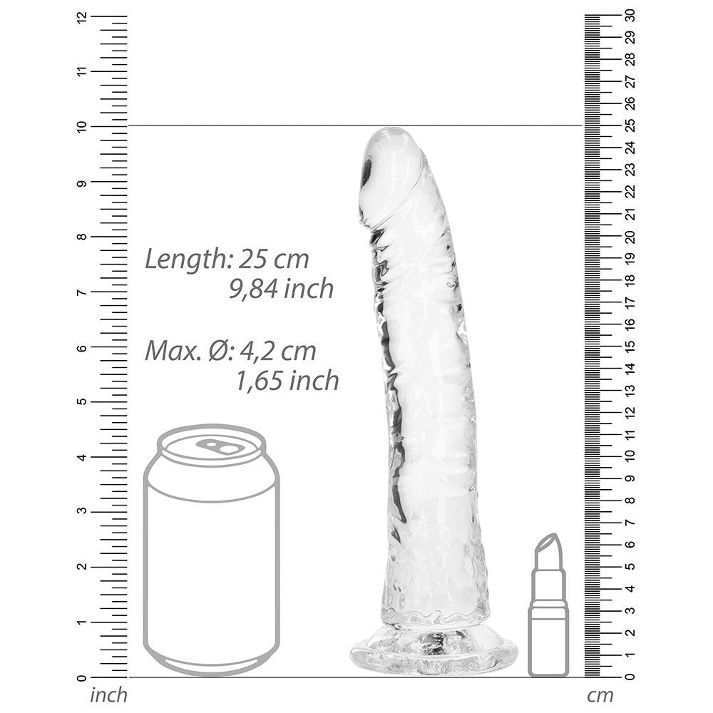 SHOTS - REALROCK CRYSTAL CLEAR SLIM 9 IN. DILDO CLEAR