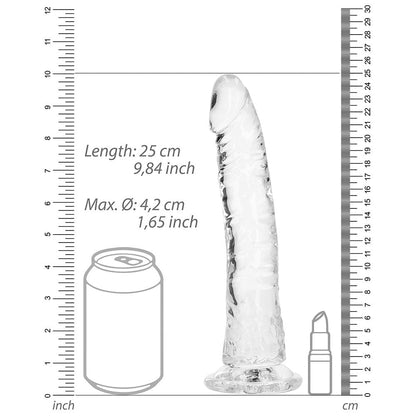 SHOTS - REALROCK CRYSTAL CLEAR SLIM 9 IN. DILDO CLEAR