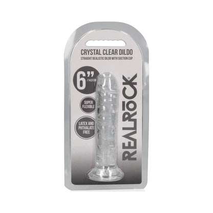 REALROCK CRYSTAL CLEAR STRAIGHT 6 IN. DILDO WITHOUT BALLS CLEAR