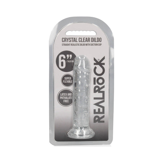 SHOTS - REALROCK CRYSTAL STRAIGHT 6 IN. DILDO WITHOUT BALLS