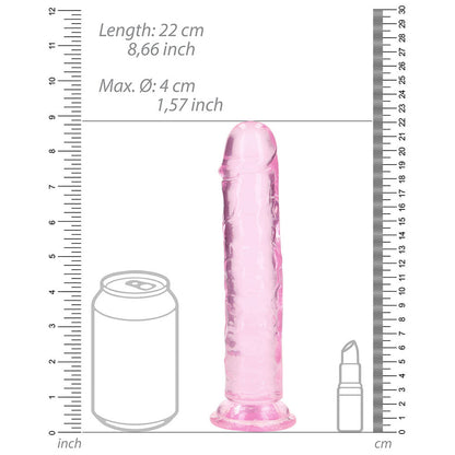 REALROCK CRYSTAL CLEAR STRAIGHT 8 IN. DILDO WITHOUT BALLS PINK