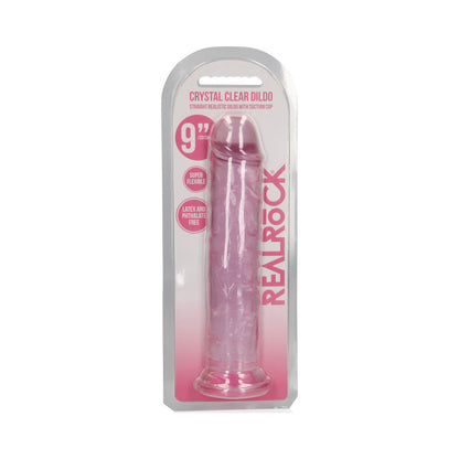 REALROCK CRYSTAL CLEAR STRAIGHT 9 IN. DILDO WITHOUT BALLS PINK
