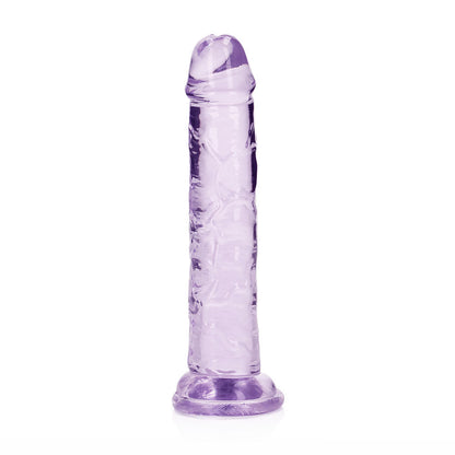 REALROCK CRYSTAL CLEAR STRAIGHT 6 IN. DILDO WITHOUT BALLS PURPLE