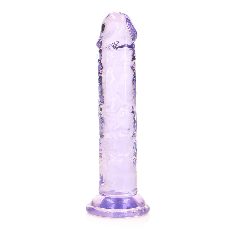 REALROCK CRYSTAL CLEAR STRAIGHT 6 IN. DILDO WITHOUT BALLS PURPLE