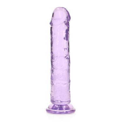 REALROCK CRYSTAL CLEAR STRAIGHT 7 IN. DILDO WITHOUT BALLS PURPLE