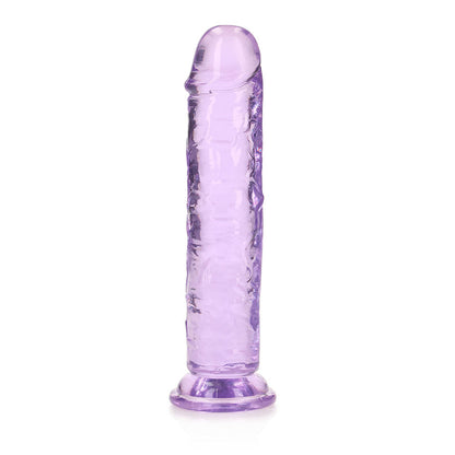 REALROCK CRYSTAL CLEAR STRAIGHT 7 IN. DILDO WITHOUT BALLS PURPLE