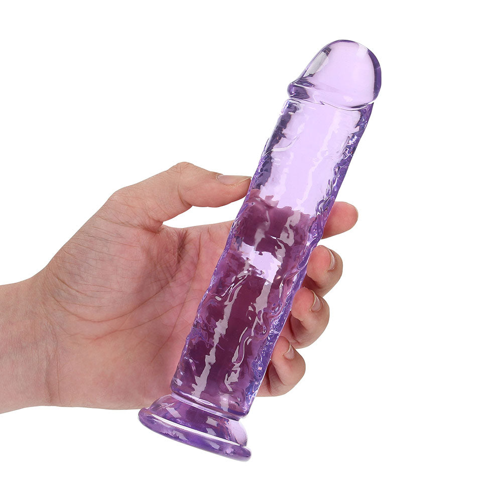 REALROCK CRYSTAL CLEAR STRAIGHT 7 IN. DILDO WITHOUT BALLS PURPLE