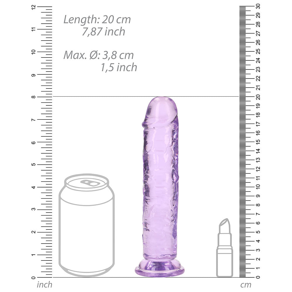 REALROCK CRYSTAL CLEAR STRAIGHT 7 IN. DILDO WITHOUT BALLS PURPLE