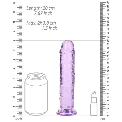 REALROCK CRYSTAL CLEAR STRAIGHT 7 IN. DILDO WITHOUT BALLS PURPLE