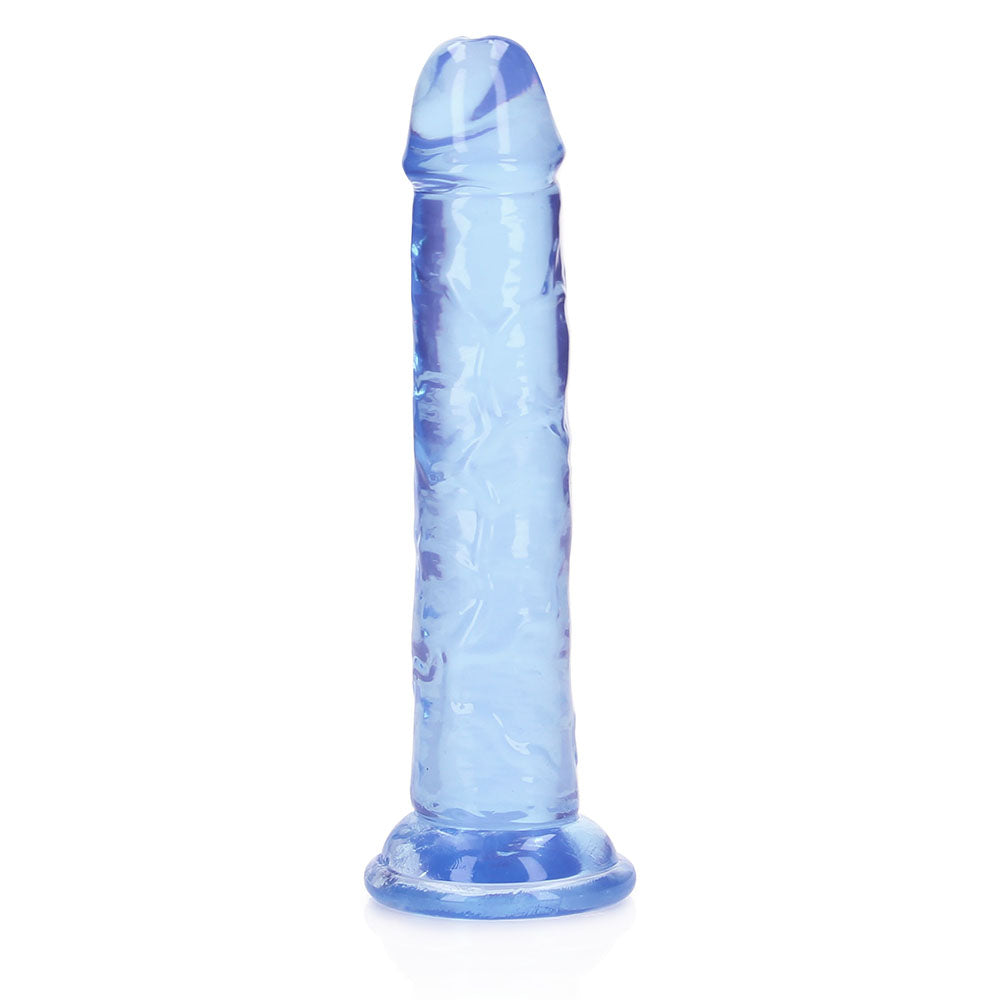 REALROCK CRYSTAL CLEAR STRAIGHT 6 IN. DILDO WITHOUT BALLS BLUE