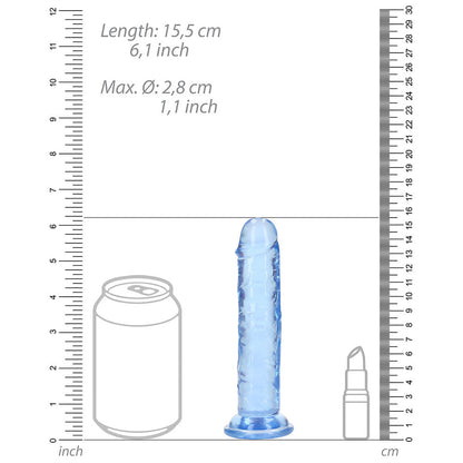 REALROCK CRYSTAL CLEAR STRAIGHT 6 IN. DILDO WITHOUT BALLS BLUE