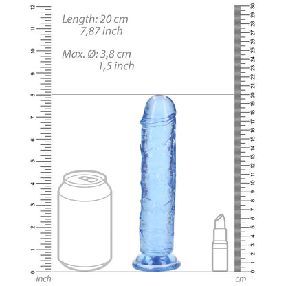 REALROCK CRYSTAL CLEAR STRAIGHT 7 IN. DILDO WITHOUT BALLS BLUE