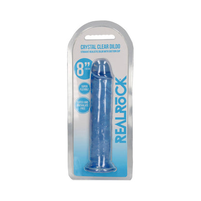 REALROCK CRYSTAL CLEAR STRAIGHT 8 IN. DILDO WITHOUT BALLS BLUE
