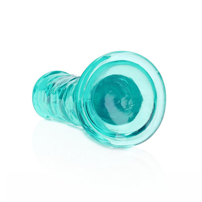 REALROCK CRYSTAL CLEAR STRAIGHT 6 IN. DILDO WITHOUT BALLS TURQUOISE