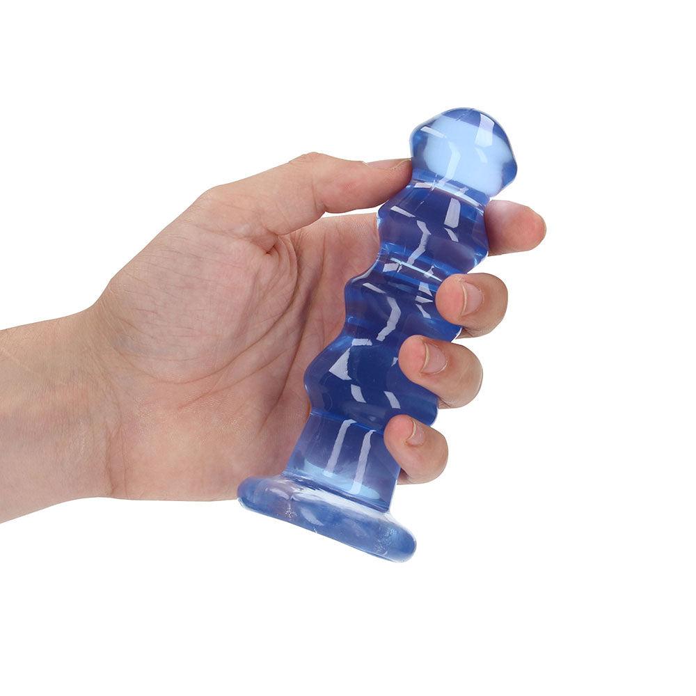 REALROCK CRYSTAL CLEAR CURVY 5.5 IN. DILDO/PLUG BLUE