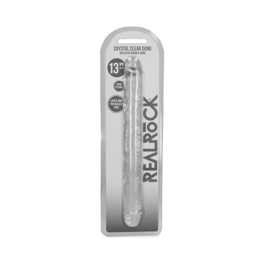 SHOTS - REALROCK CRYSTAL CLEAR DOUBLE DONG 13 IN. DUAL-ENDED DILDO CLEAR