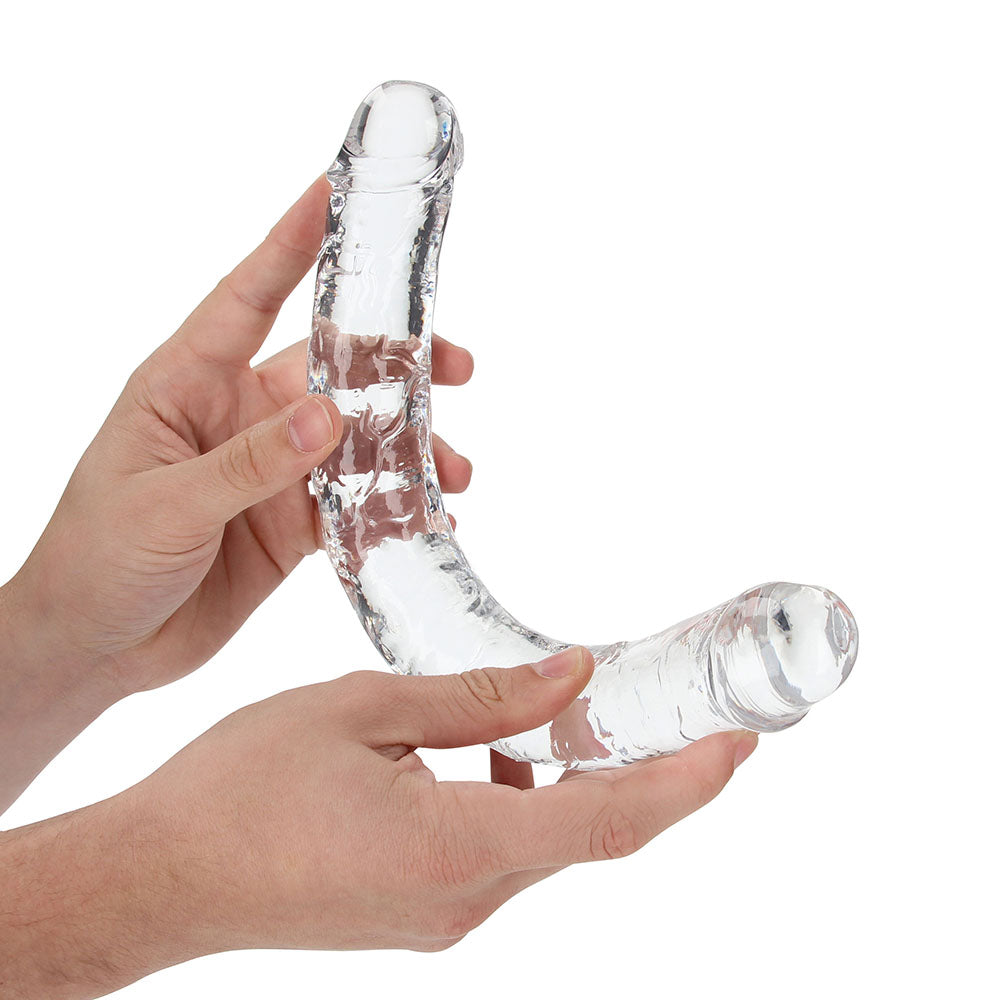 SHOTS - REALROCK CRYSTAL CLEAR DOUBLE DONG 13 IN. DUAL-ENDED DILDO CLEAR