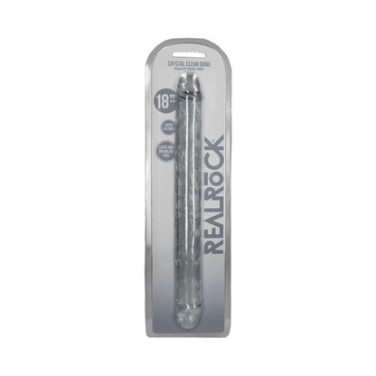 REALROCK CRYSTAL CLEAR DOUBLE DONG 18 IN. DUAL-ENDED DILDO CLEAR