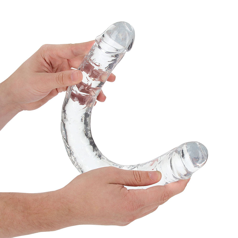 REALROCK CRYSTAL CLEAR DOUBLE DONG 18 IN. DUAL-ENDED DILDO CLEAR