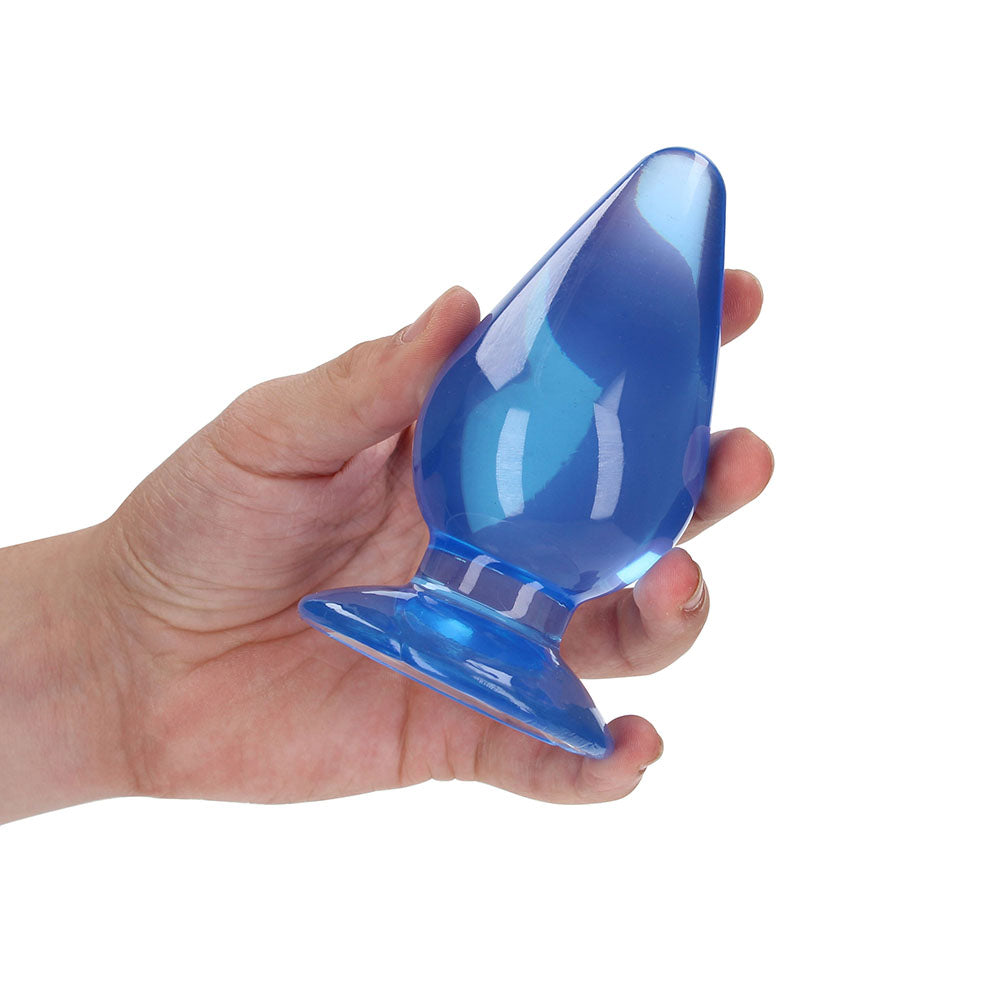 SHOTS - REALROCK CRYSTAL CLEAR 4.5 IN. ANAL PLUG BLUE