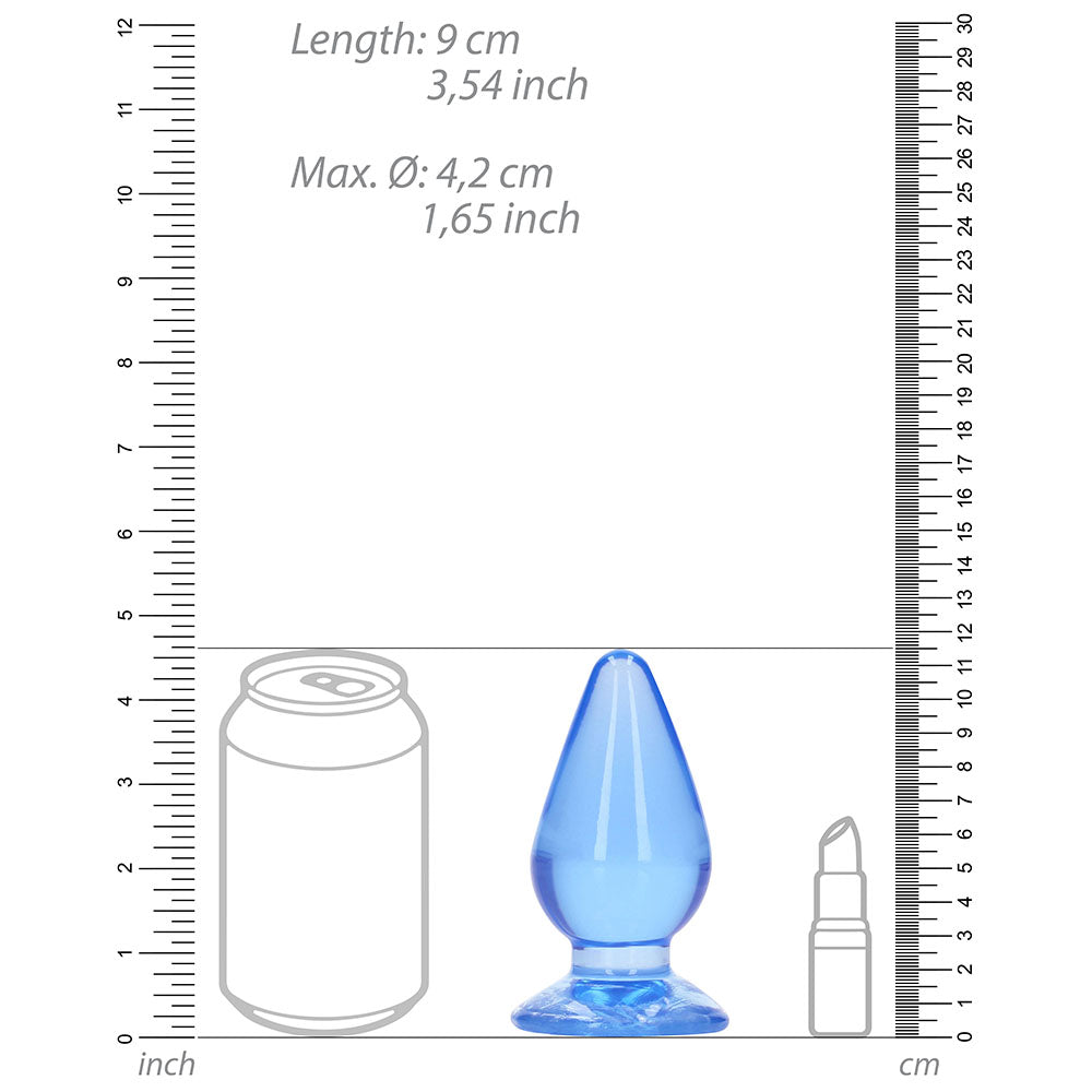 SHOTS - REALROCK CRYSTAL CLEAR 4.5 IN. ANAL PLUG BLUE