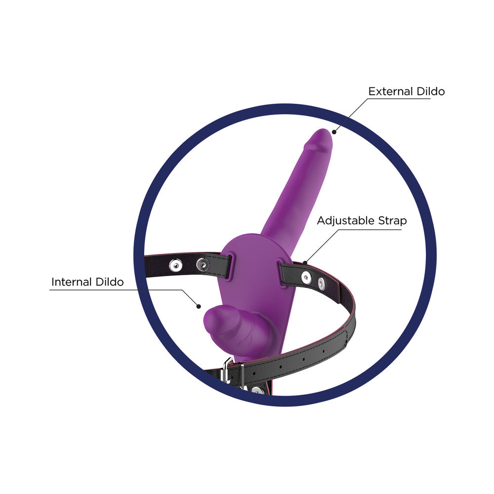 STARDUST DOUBLE DICKIN DUAL-FUNCTION STRAP-ON WITH HARNESS SILICONE PURPLE
