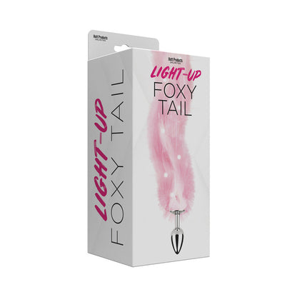 HOTT PRODUCTS - PLUG ANAL VIBRADOR DE PELO SINTÉTICO ILUMINADO FOXY TAIL CON PATRÓN DE LUCES MULTICOLOR