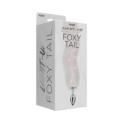HOTT PRODUCTS - PLUG ANAL VIBRADOR DE PELO SINTÉTICO ILUMINADO FOXY TAIL CON PATRÓN DE LUCES MULTICOLOR