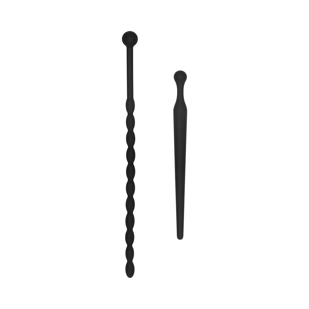 OUCH! URETHRAL SOUNDING BEGINNERS SILICONE PLUG SET BLACK 8 MM / 10 MM