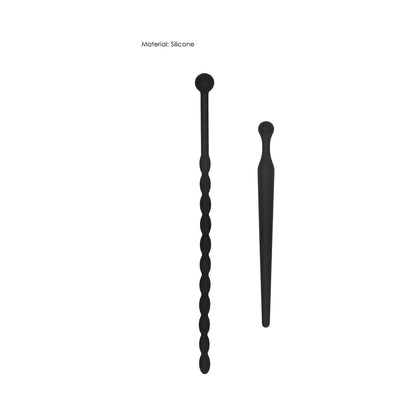 OUCH! URETHRAL SOUNDING BEGINNERS SILICONE PLUG SET BLACK 8 MM / 10 MM