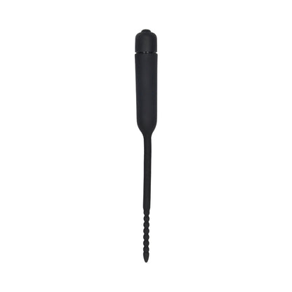 SHOTS - OUCH! URETHRAL SOUNDING SILICONE VIBRATING BULLET PLUG WITH BEADED TIP BLACK 5.5 MM - 7 MM