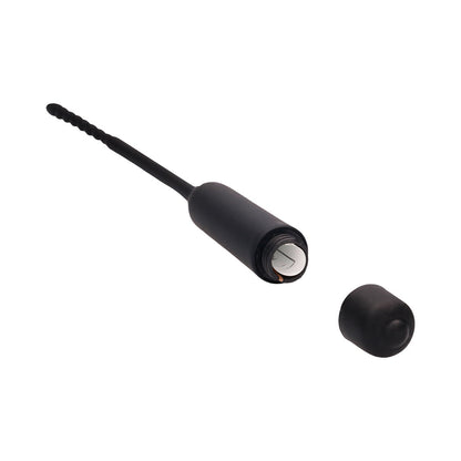 SHOTS - OUCH! URETHRAL SOUNDING SILICONE VIBRATING BULLET PLUG WITH BEADED TIP BLACK 5.5 MM - 7 MM