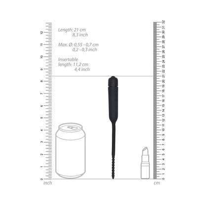 SHOTS - OUCH! URETHRAL SOUNDING SILICONE VIBRATING BULLET PLUG WITH BEADED TIP BLACK 5.5 MM - 7 MM