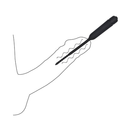 SHOTS - OUCH! URETHRAL SOUNDING SILICONE VIBRATING BULLET PLUG WITH BEADED TIP BLACK 5.5 MM - 7 MM