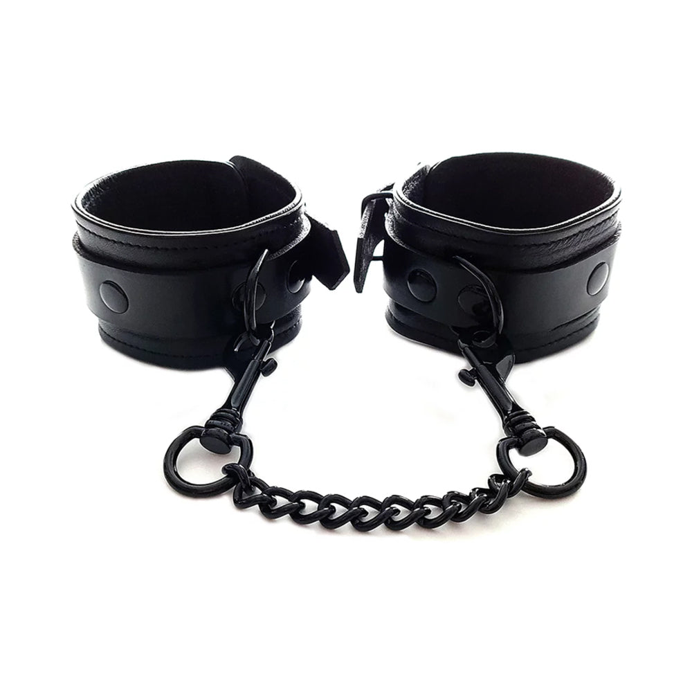 ROUGE LEATHER WRIST CUFFS BLACK WITH BLACK ACCESSORIES