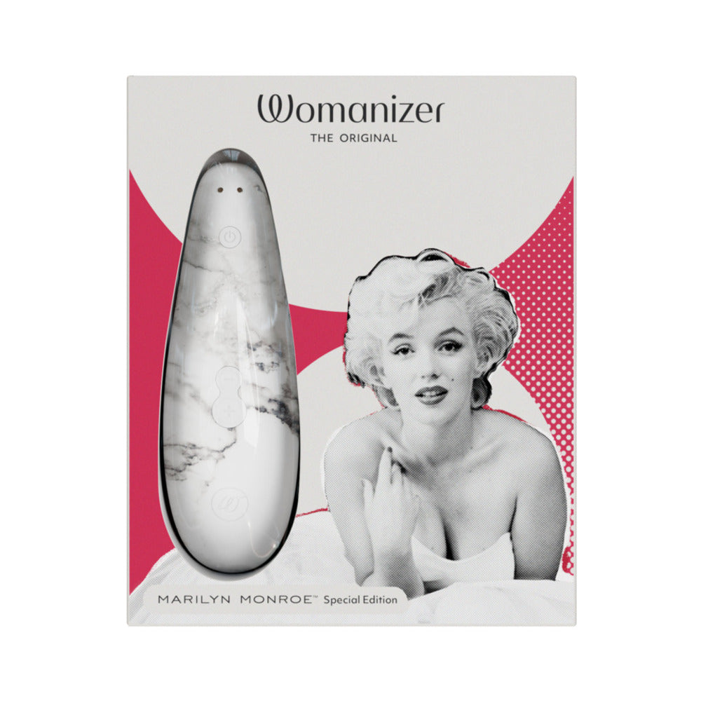 WOMANIZER X MARILYN MONROE CLASSIC 2 SPECIAL EDITION PLEASURE AIR CLITORAL STIMULATOR WHITE MARBLE