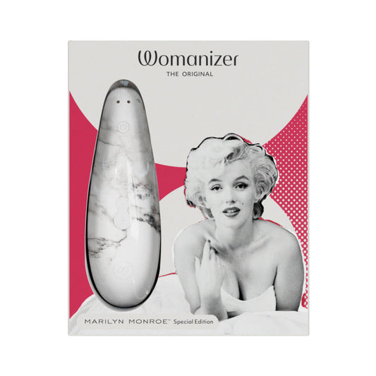 WOMANIZER X MARILYN MONROE CLASSIC 2 SPECIAL EDITION PLEASURE AIR CLITORAL STIMULATOR WHITE MARBLE