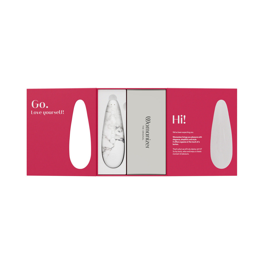 WOMANIZER X MARILYN MONROE CLASSIC 2 SPECIAL EDITION PLEASURE AIR CLITORAL STIMULATOR WHITE MARBLE