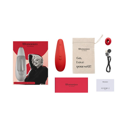 WOMANIZER X MARILYN MONROE CLASSIC 2 SPECIAL EDITION PLEASURE AIR CLITORAL STIMULATOR VIVID RED