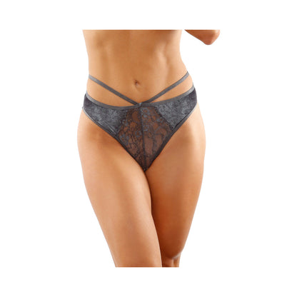KALINA VELVET STRAPPY CUT-OUT THONG WITH KEYHOLE BACK