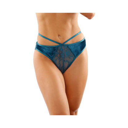 KALINA VELVET STRAPPY CUT-OUT THONG WITH KEYHOLE BACK