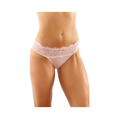 IVY LACE BIKINI PANTY WITH LATTICE CUT-OUT BACK LIGHT PINK S/M