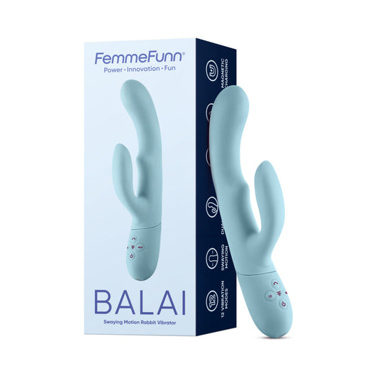 FEMMEFUNN - BALAI RECHARGEABLE SILICONE SWAYING MOTION DUAL STIMULATION VIBRATOR LIGHT BLUE