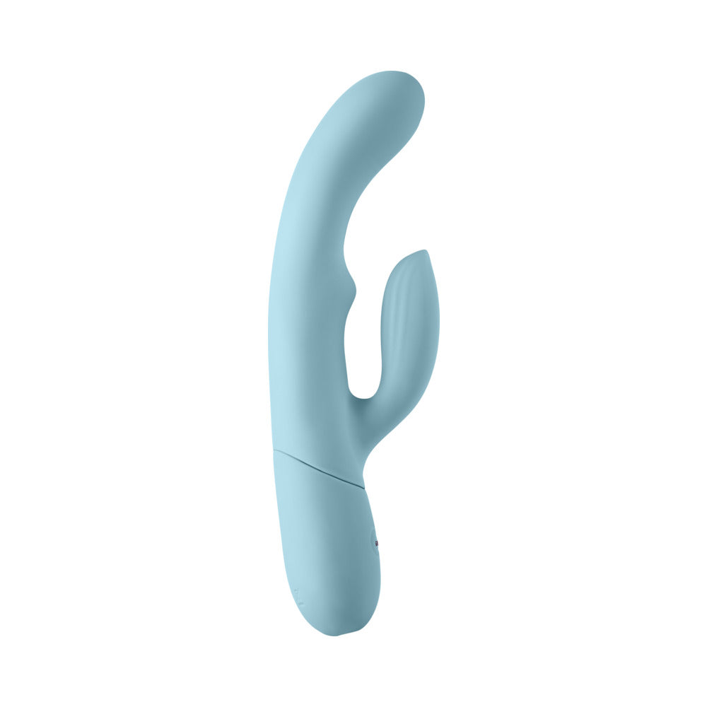 FEMMEFUNN BALAI RECHARGEABLE SILICONE SWAYING MOTION DUAL STIMULATION VIBRATOR LIGHT BLUE
