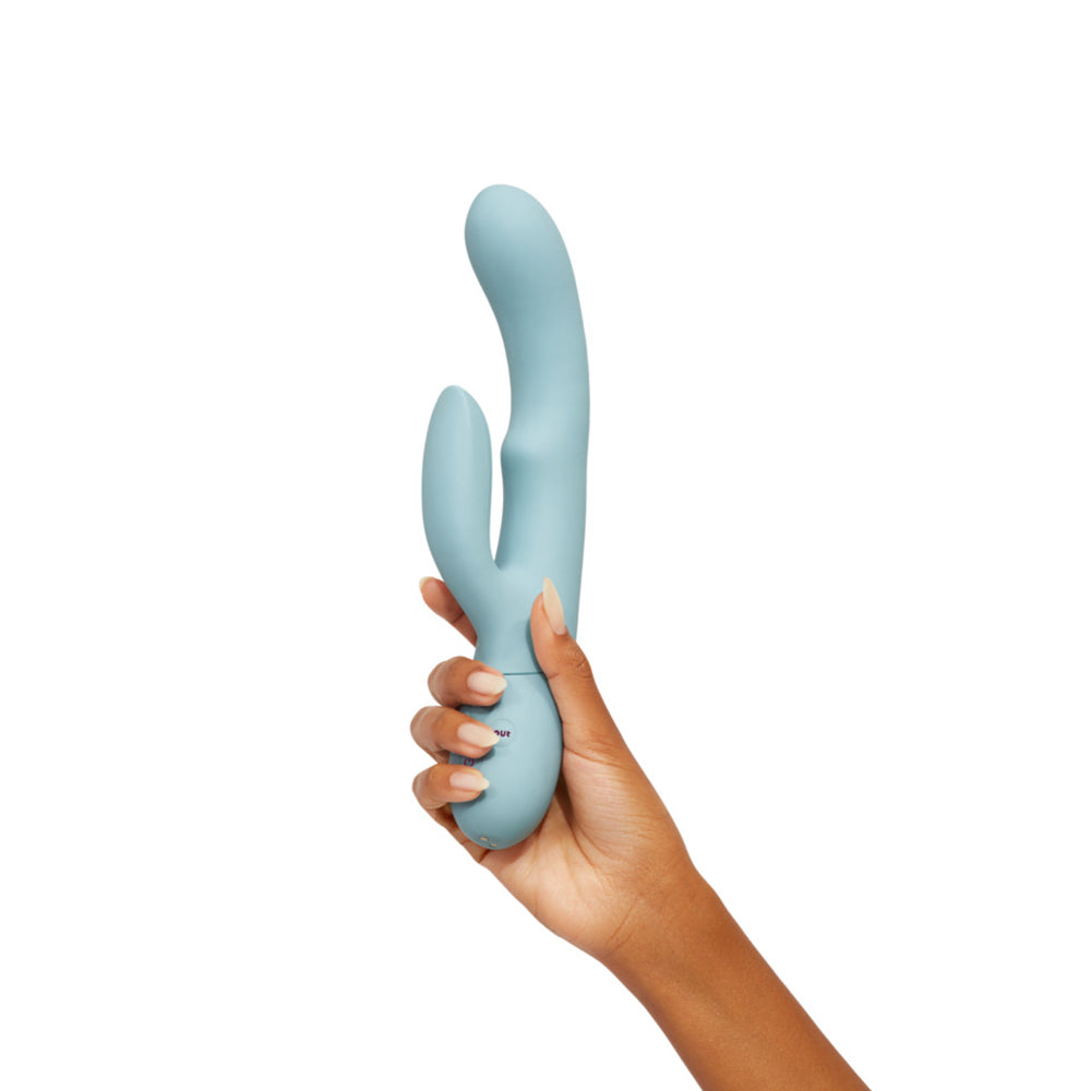 FEMMEFUNN BALAI RECHARGEABLE SILICONE SWAYING MOTION DUAL STIMULATION VIBRATOR LIGHT BLUE