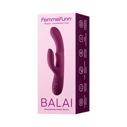 FEMMEFUNN BALAI RECHARGEABLE SILICONE SWAYING MOTION DUAL STIMULATION VIBRATOR DARK FUCHSIA
