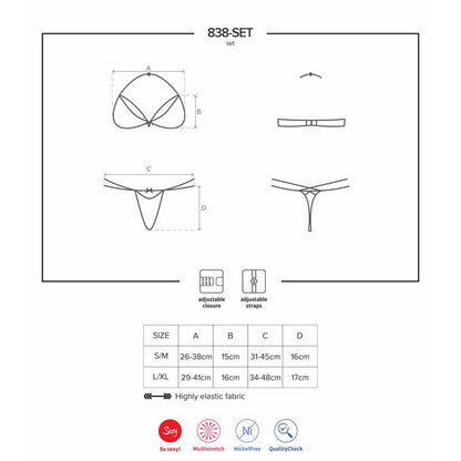 OBSESSIVE - 838-SET-1 2 PIECES SET WITH LACE