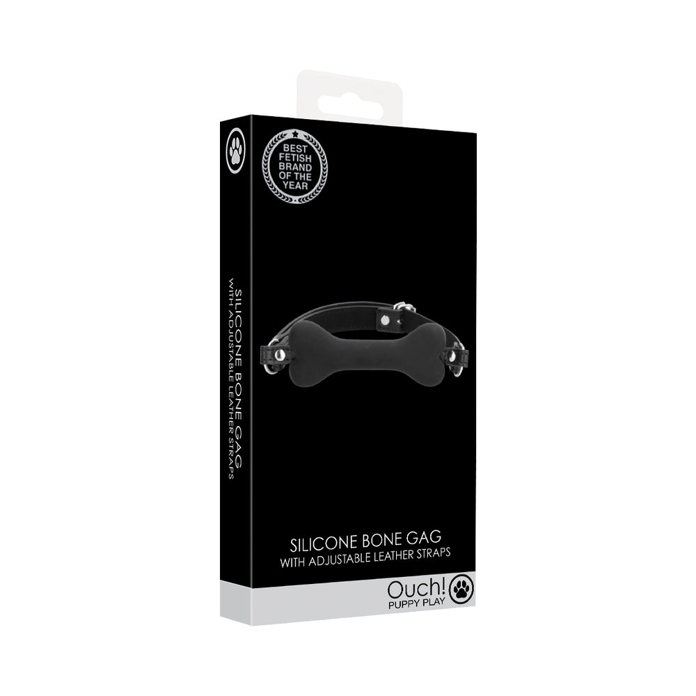 OUCH! PUPPY PLAY SILICONE BONE GAG BLACK