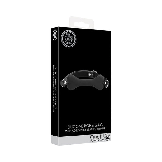 OUCH! PUPPY PLAY SILICONE BONE GAG BLACK